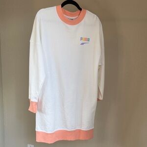 Puma White Sweatshirt Dress with Peach Accents